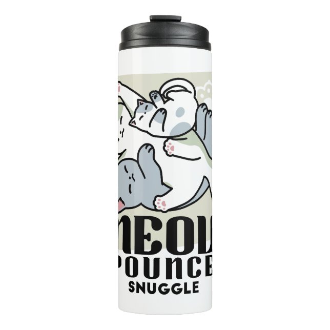 Garrafa Térmica Lazer - Design de Gatos Preguiçosos (Frente)