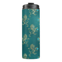 Leão heráldico azul-turquesa e dourado e gema de á