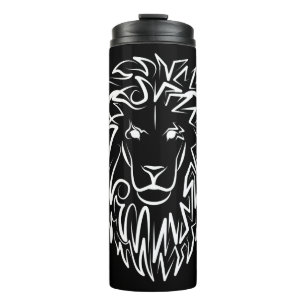 Garrafa Térmica Leão Tribal Negro e Branco