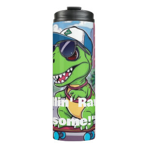 Garrafa Térmica Legal bebê T-Rex no skate - Crianças divertidas Bo