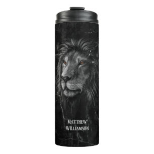 Garrafa Térmica Legal Lion Black Marble Em Segundo Plano Seu Nome 
