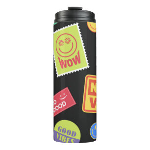 Garrafa Térmica Legal Trendy Patches Design. Abstrato fundo wi