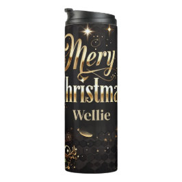 Garrafa Térmica Leopard Christmas Gold Personalized Tumbler