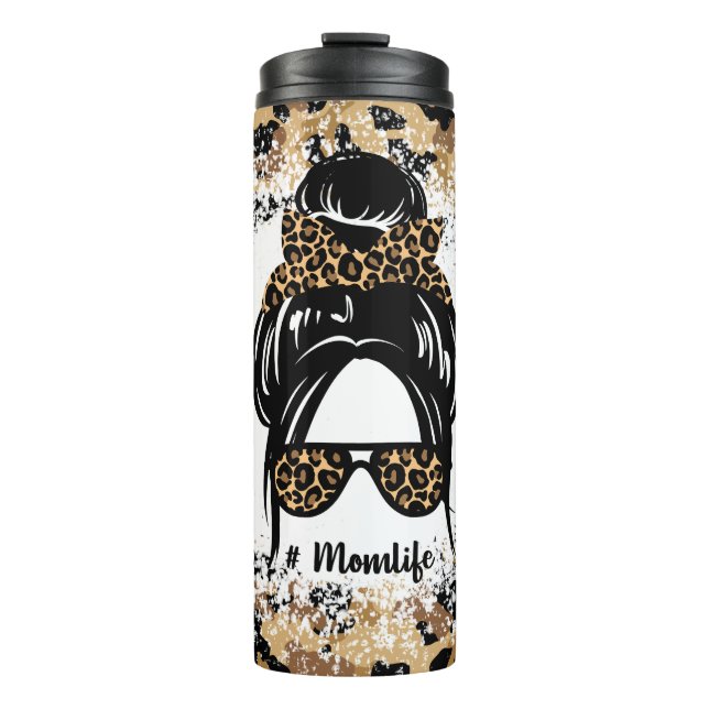 Garrafa Térmica Leopard Imprime Mensagem #Momlife (Frente)