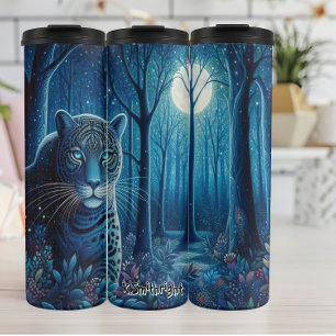 Garrafa Térmica Leopardo Azul em Floresta Lua