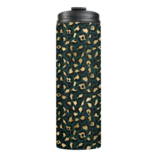 Garrafa Térmica Leopardo Dourado e Teto Série Design 1 (Frente)