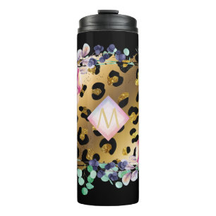 Garrafa Térmica Leopardo Menino bonito Imprime Cor-de-Rosa Dourada