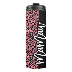Garrafa Térmica Leopardo rosa e preto Imprime MaMaw Tumbler térmic