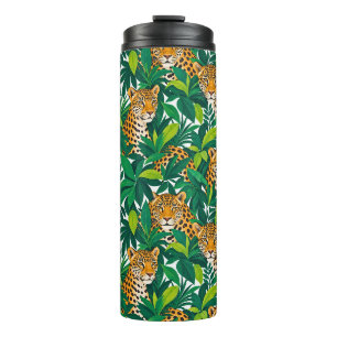 Garrafa Térmica Leopardos Entre Vegetação Tropical Luxuriante