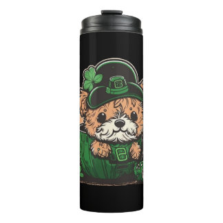 Garrafa Térmica Leprechaun Puppies Sticker, Rua, Dia de Patrick.
