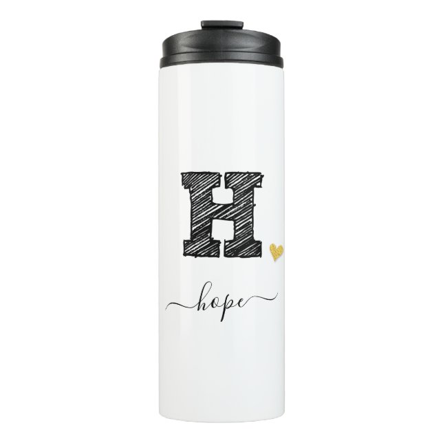 Garrafa Térmica Letra Monograma com desenho retroativo H, Tumbler  (Frente)