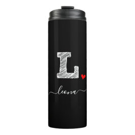 Garrafa Térmica Letra Monograma com desenho retroativo L, Tumbler 