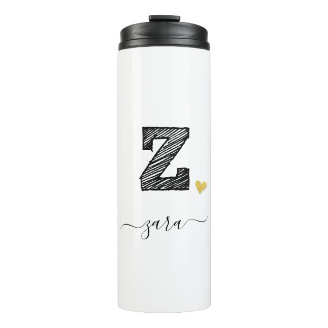 Garrafa Térmica Letra Monograma com desenho retroativo Z, Tumbler  (Frente)