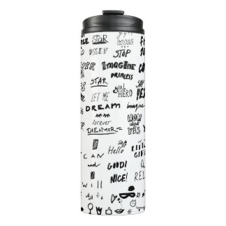 Garrafa Térmica Letras feitas à mão, coleção de rabiscos de tipogr