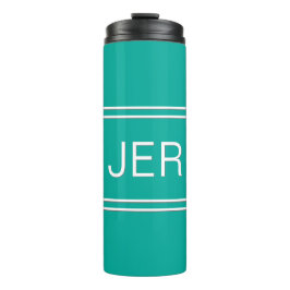 Garrafa Térmica Letras Maiúsculas Monogramadas em Verde Teal para 