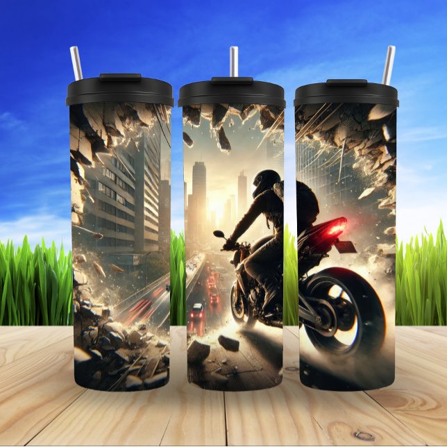 Garrafa Térmica Liberdade e velocidade da Aventura de Motobiciclet (Criador carregado)