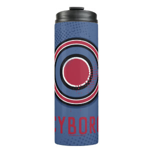 Garrafa Térmica Liga da Justiça  Símbolo Cyborg de pincel e meio