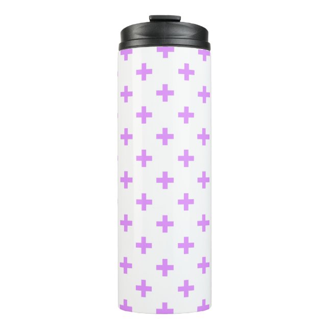 Garrafa Térmica Lilac polka cruza em branco (Frente)