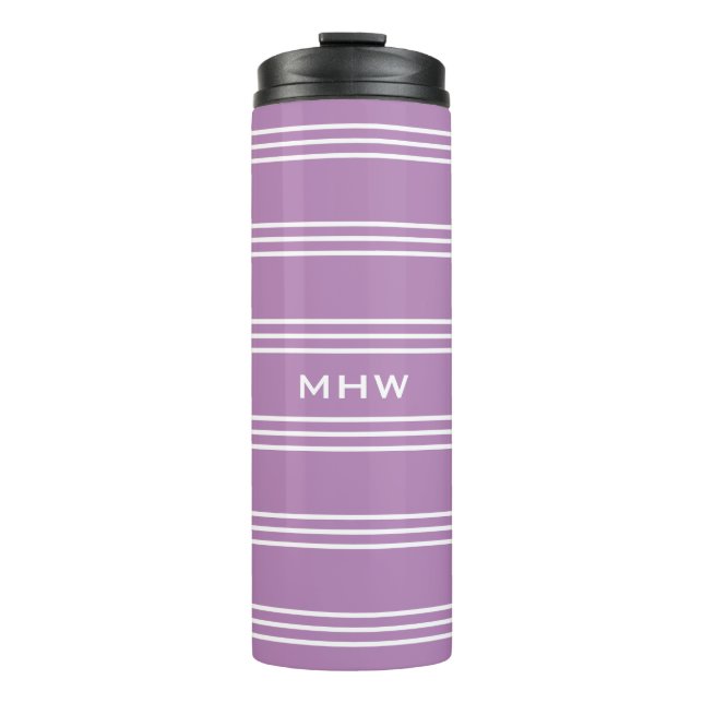 Garrafa Térmica Lilac Stripes monograma personalizado (Frente)
