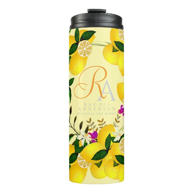 Garrafa Térmica Limão Monograma Amarelo (Frente)