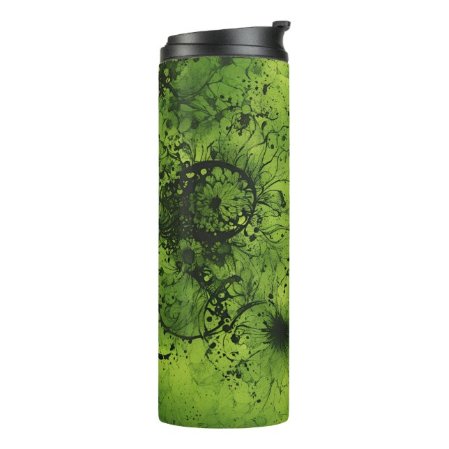 Garrafa Térmica Lime Green Grunge com Acentos Pretos (Giro à esquerda)