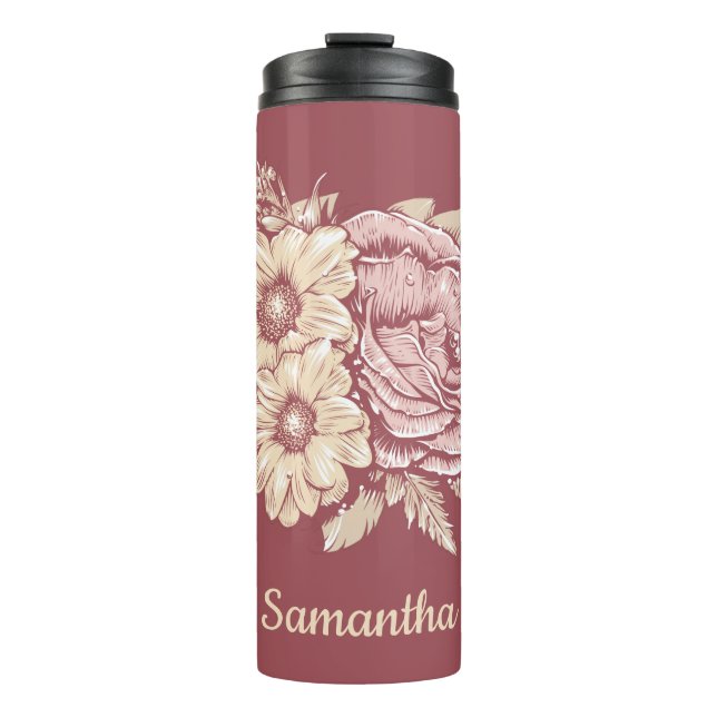 Garrafa Térmica Limpeza de Flores Cadeado de Nome Personalizado (Frente)