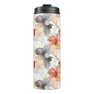 Garrafa Térmica Linda feminina Peach Blue e White Floral