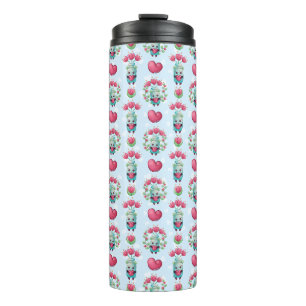 Garrafa Térmica Linda Floral Mason Jar Hearts Pattern