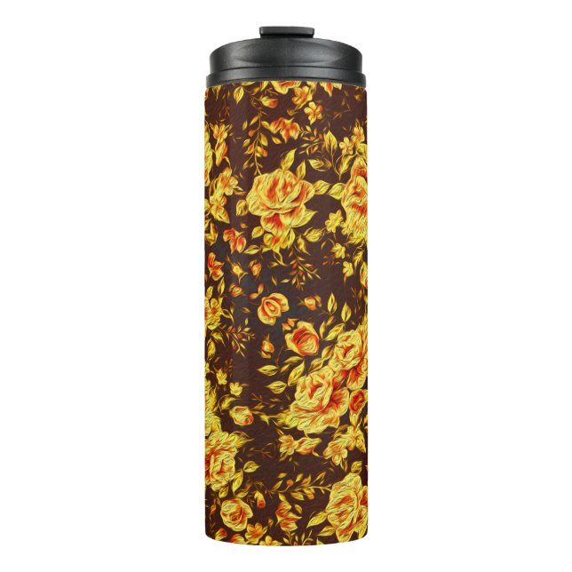 Garrafa Térmica Lindas flores amarelas vintonizadas (Frente)
