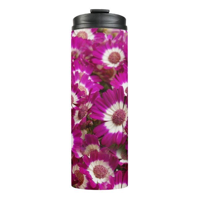 Garrafa Térmica Lindas Flores de Cinerária Roxo (Frente)