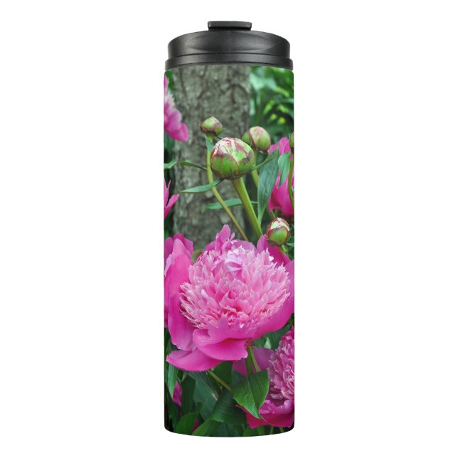 Garrafa Térmica Lindas flores rosa de peônia (Frente)