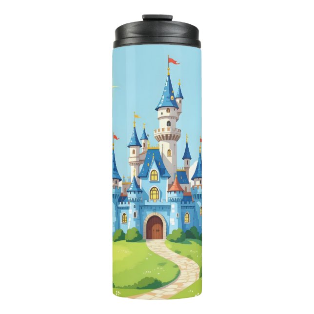 Garrafa Térmica Lindo castelo azul e branco (Frente)