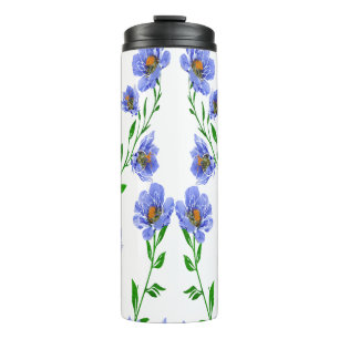 Garrafa Térmica Lindo Desenho Floral Azul