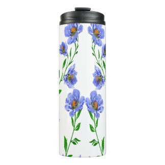 Garrafa Térmica Lindo Desenho Floral Azul