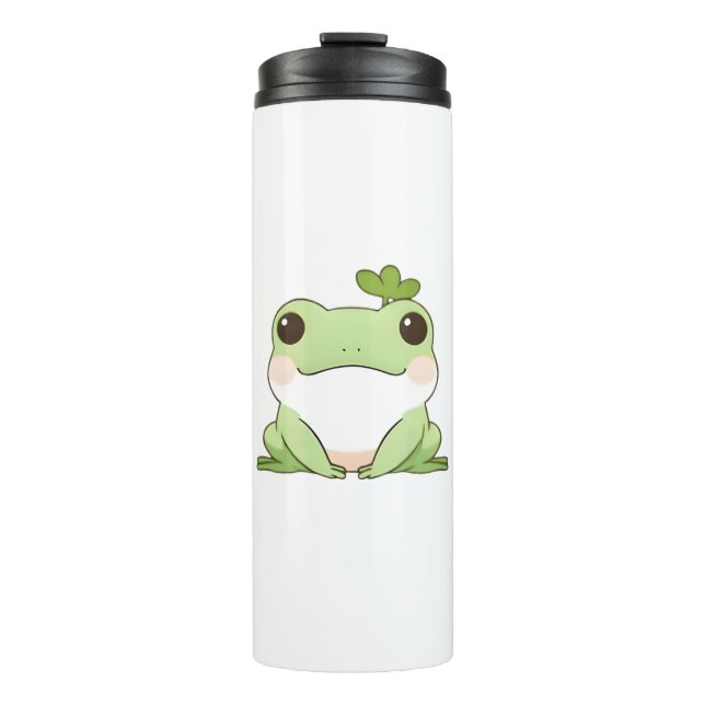 Garrafa Térmica Lindo e Simples Design Kawaii de Sapo Chibi da Nat (Frente)