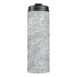 Garrafa Térmica Lindo Estampa de Pele de Leopardo Cheetah Prata