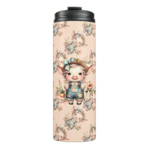 Garrafa Térmica Lindo Porco Farmcore com Macacão e Flores