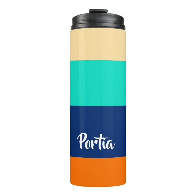 Garrafa Térmica Linhas multicores com padrão (Frente)