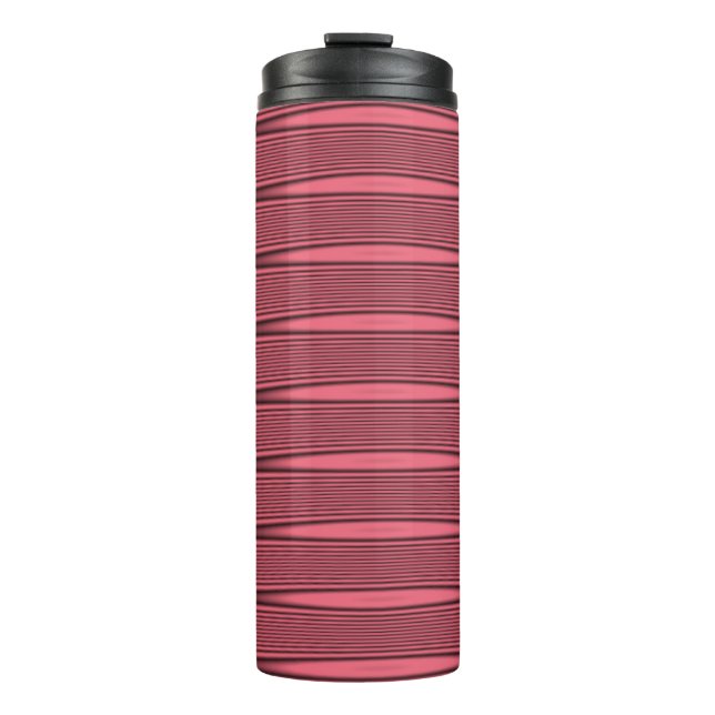 Garrafa Térmica Linhas Onduladas Rosa e Preto (Frente)