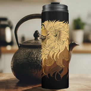 Garrafa Térmica Lion Black Yellow Mandala Sun