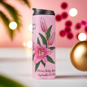 Garrafa Térmica Lírio Florido Rosa Claro