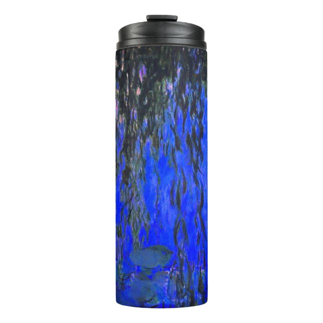 Garrafa Térmica Lírios de água monet e ramificações de salgueiro (Frente)