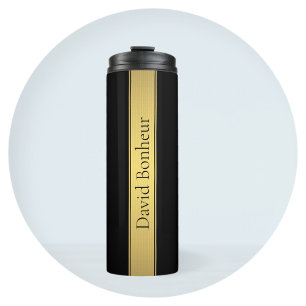 Garrafa Térmica Listra de Ouro Falso com Fundo Preto ou DIY