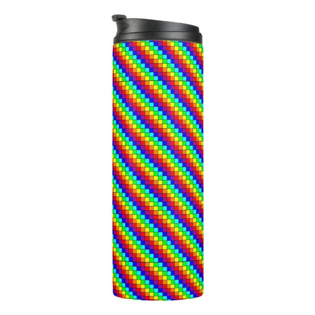 Garrafa Térmica Listras de Arco-Íris - Tumbler Térmico (Rotação à direita)