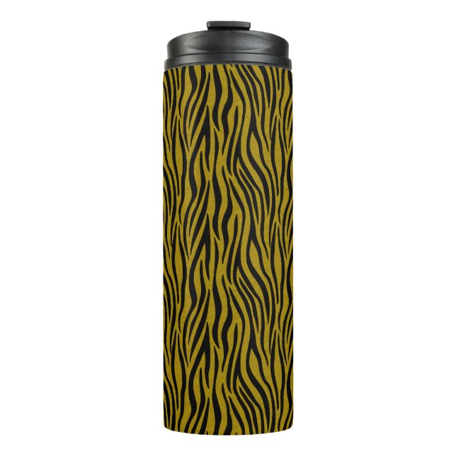 Garrafa Térmica Listras de Zebra em Safari Preto e Marrom (Frente)