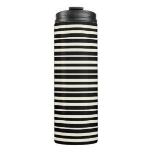 Garrafa Térmica Listras Horizontais Preto e Branco Minimalistas