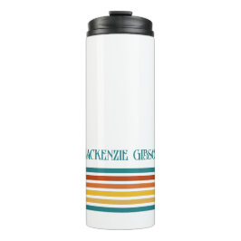 Garrafa Térmica Listras Minimalistas Monogramadas Retrô