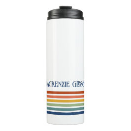 Garrafa Térmica Listras Minimalistas Monogramadas Retrô
