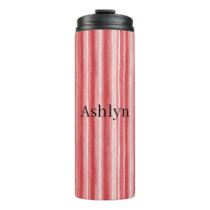 Garrafa Térmica Listras Rosa Bege Branco Vermelho