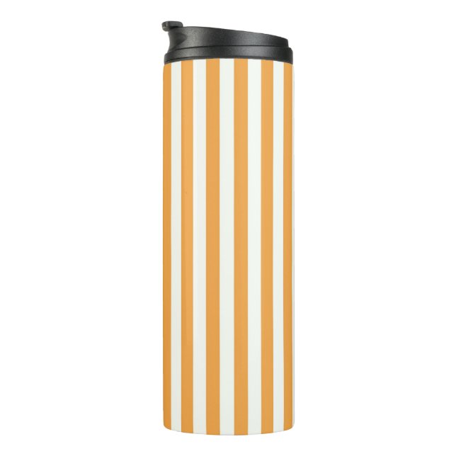 Garrafa Térmica Listras Verticais Laranja e Branco Estética (Rotação à direita)